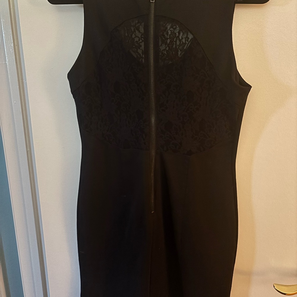 Forever 21 Black Midi Dress with Lace Detail - Picture 2 of 2